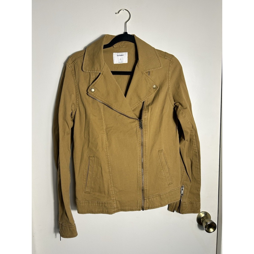 Old Navy Camel Brown Cotton Moto Jacket - Women's Medium Tall MT‎ Utility